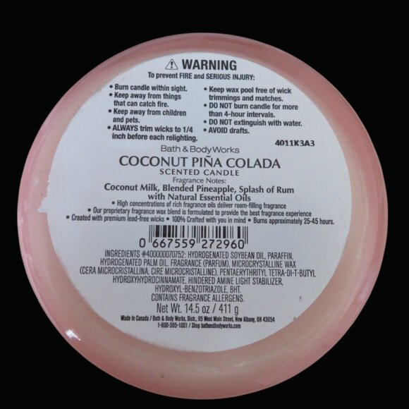 Bath & Body Works Three-Wick Candle - COCONUT PINA COLADA - NWT - Picture 2 of 4